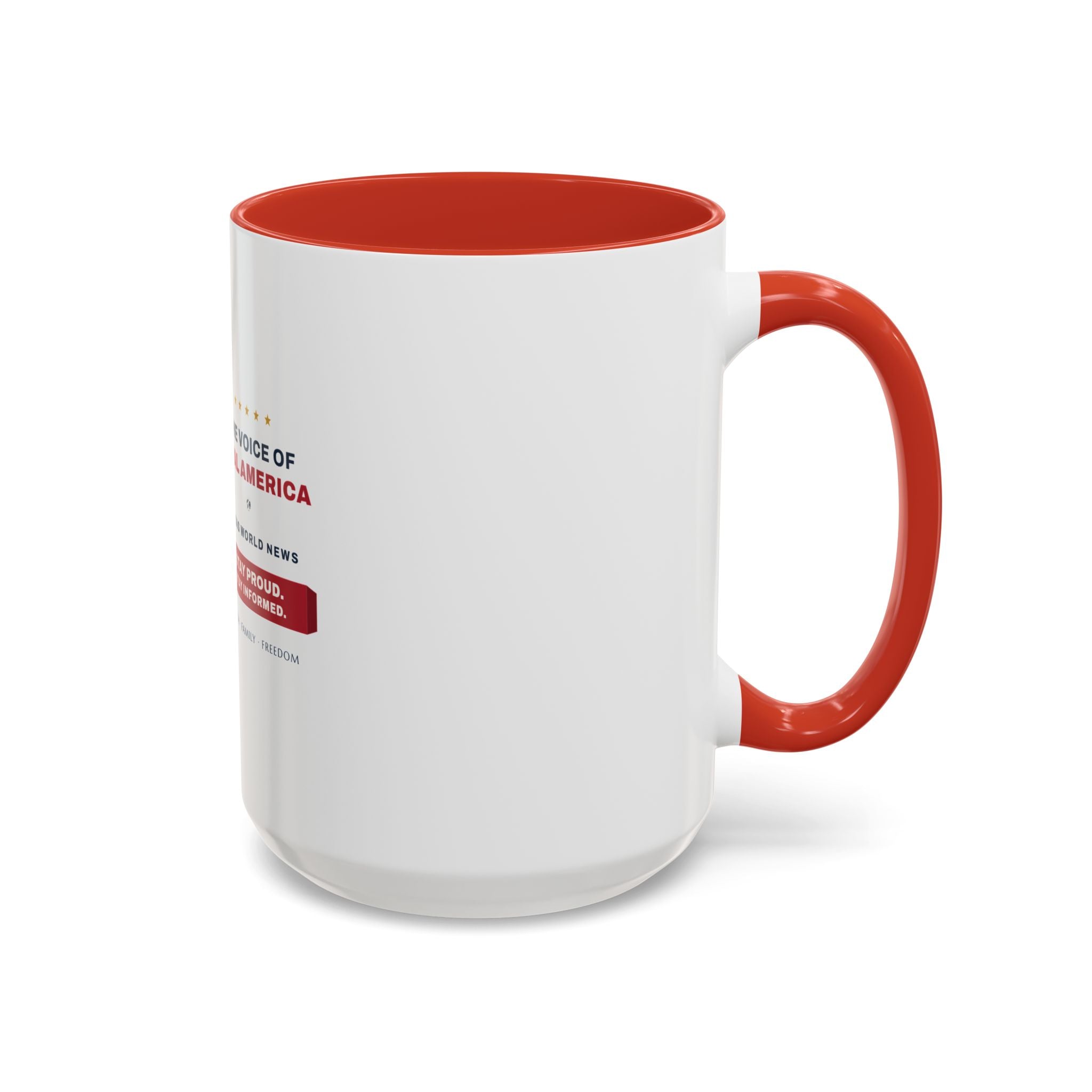 Altas World News "The Voice of Real America" Accent Coffee Mug — Patriotic Conservative Gift Mug for Men, 11oz / 15oz, Stay Proud Stay Informed