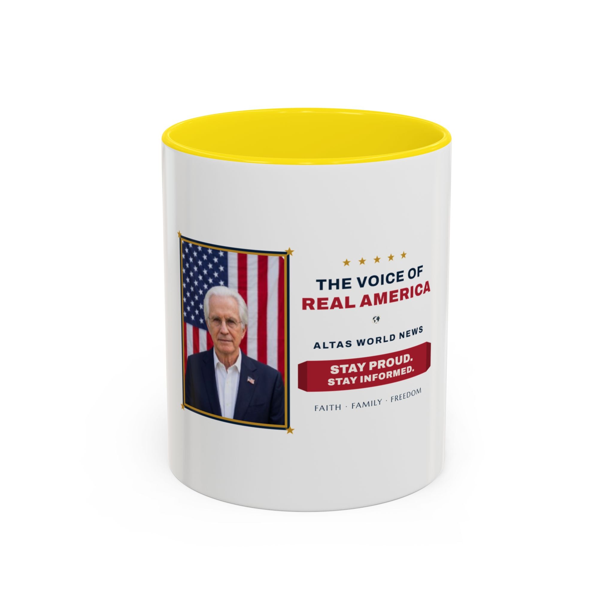 The Voice of Real America Accent Mug — Faith · Family · Freedom | Altas World News