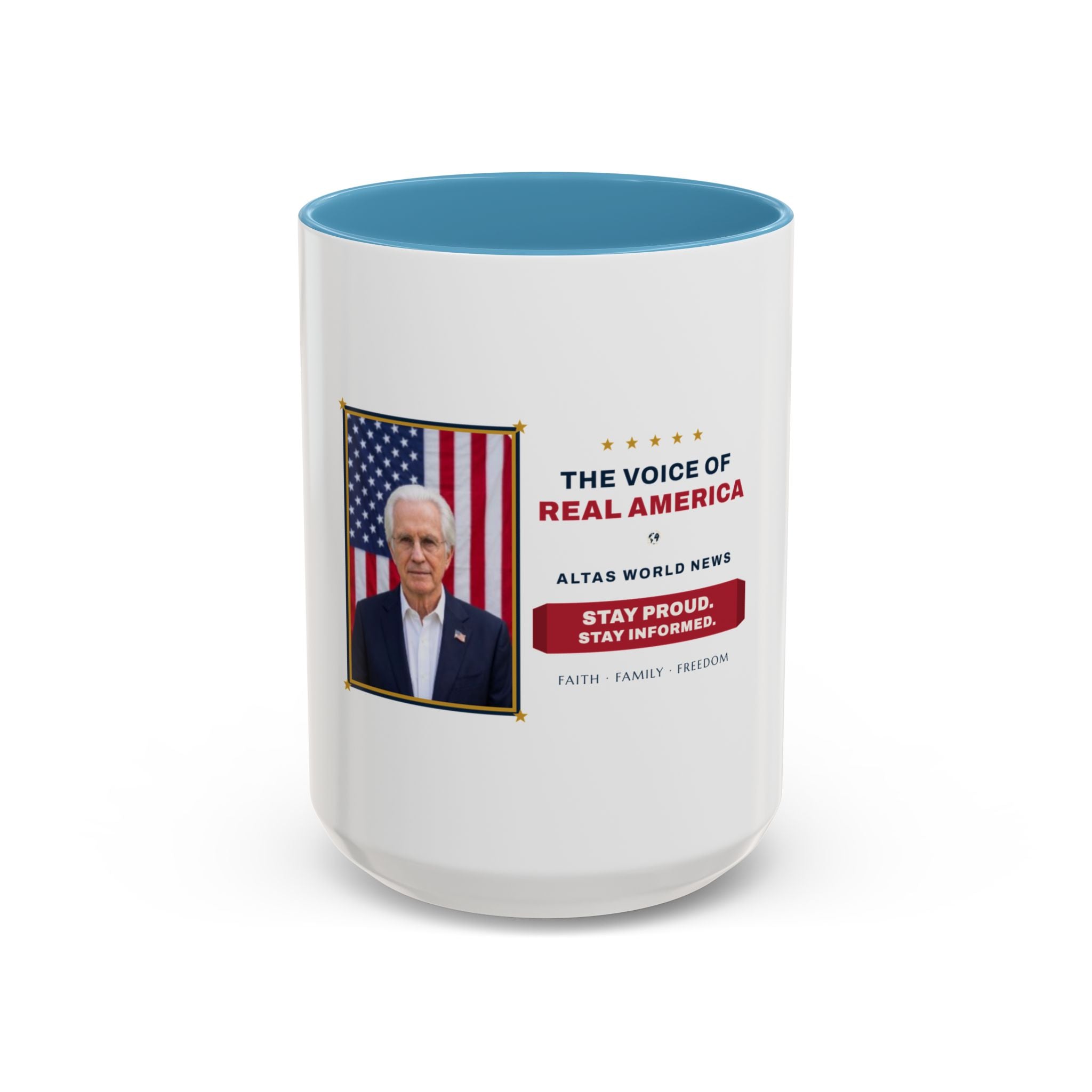 The Voice of Real America Accent Mug — Faith · Family · Freedom | Altas World News