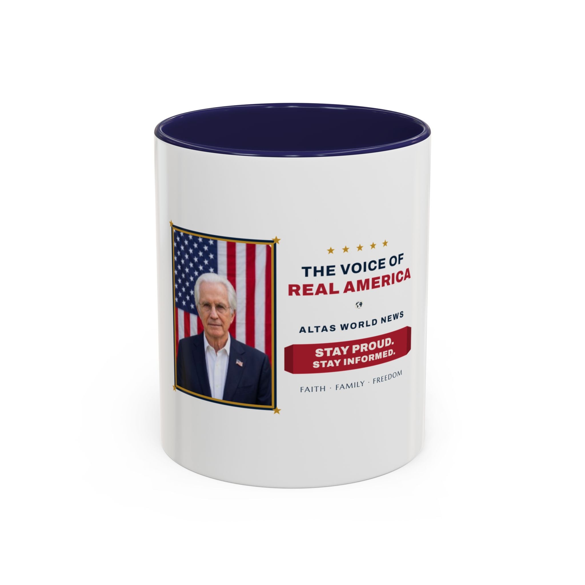 The Voice of Real America Accent Mug — Faith · Family · Freedom | Altas World News