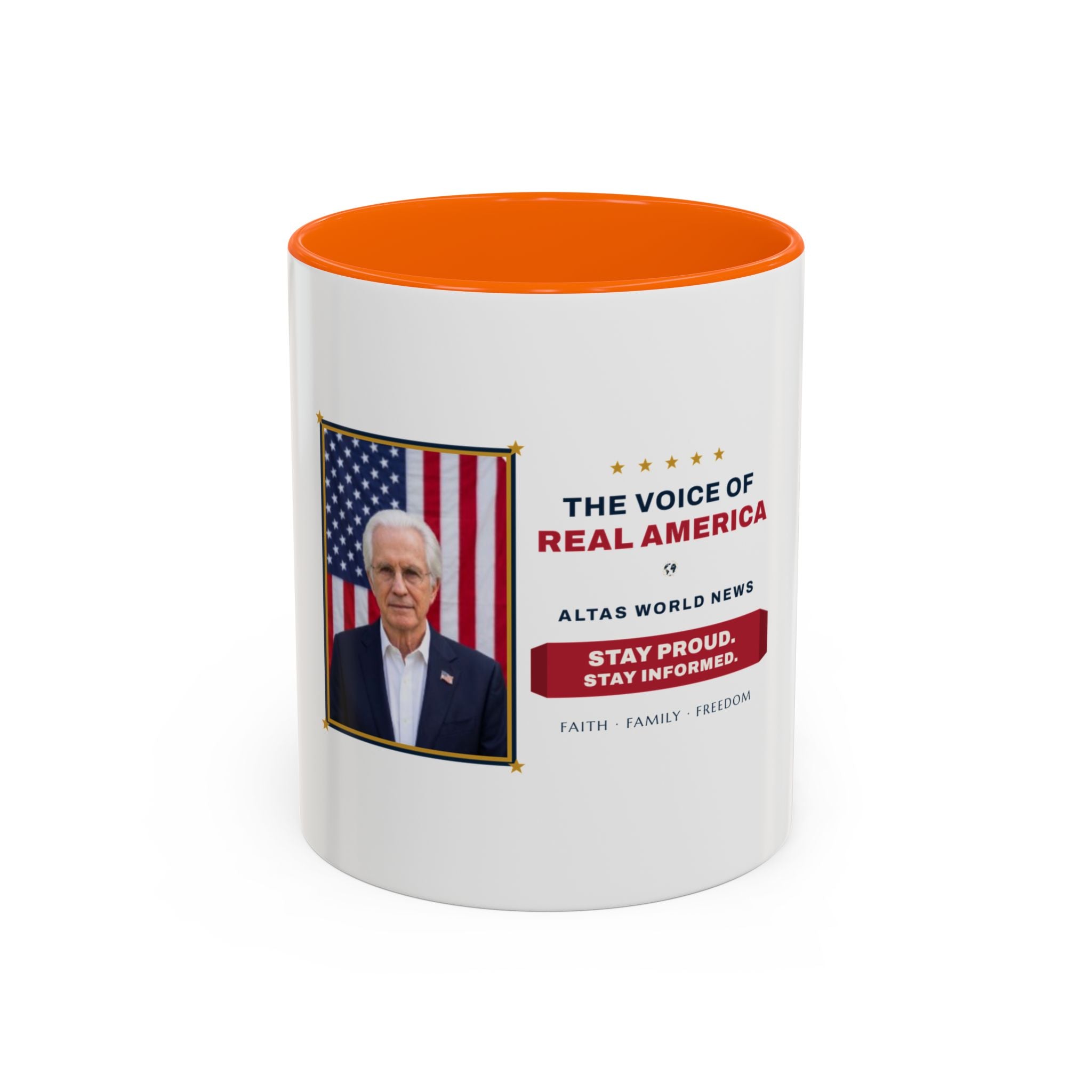 The Voice of Real America Accent Mug — Faith · Family · Freedom | Altas World News