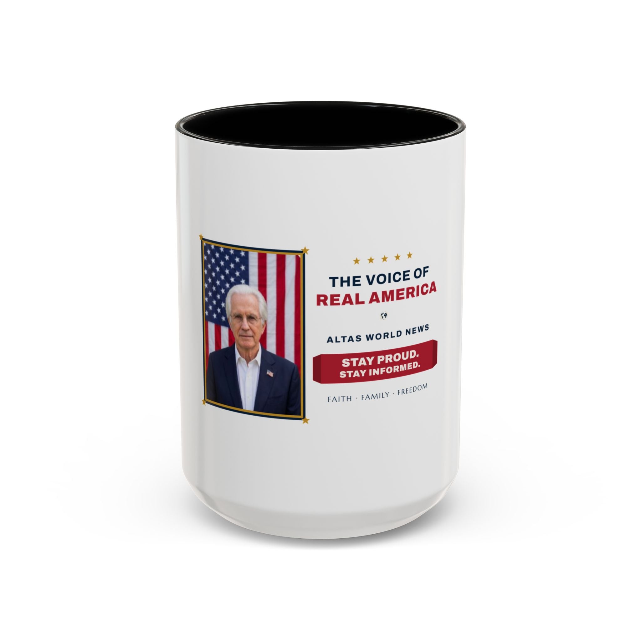 The Voice of Real America Accent Mug — Faith · Family · Freedom | Altas World News