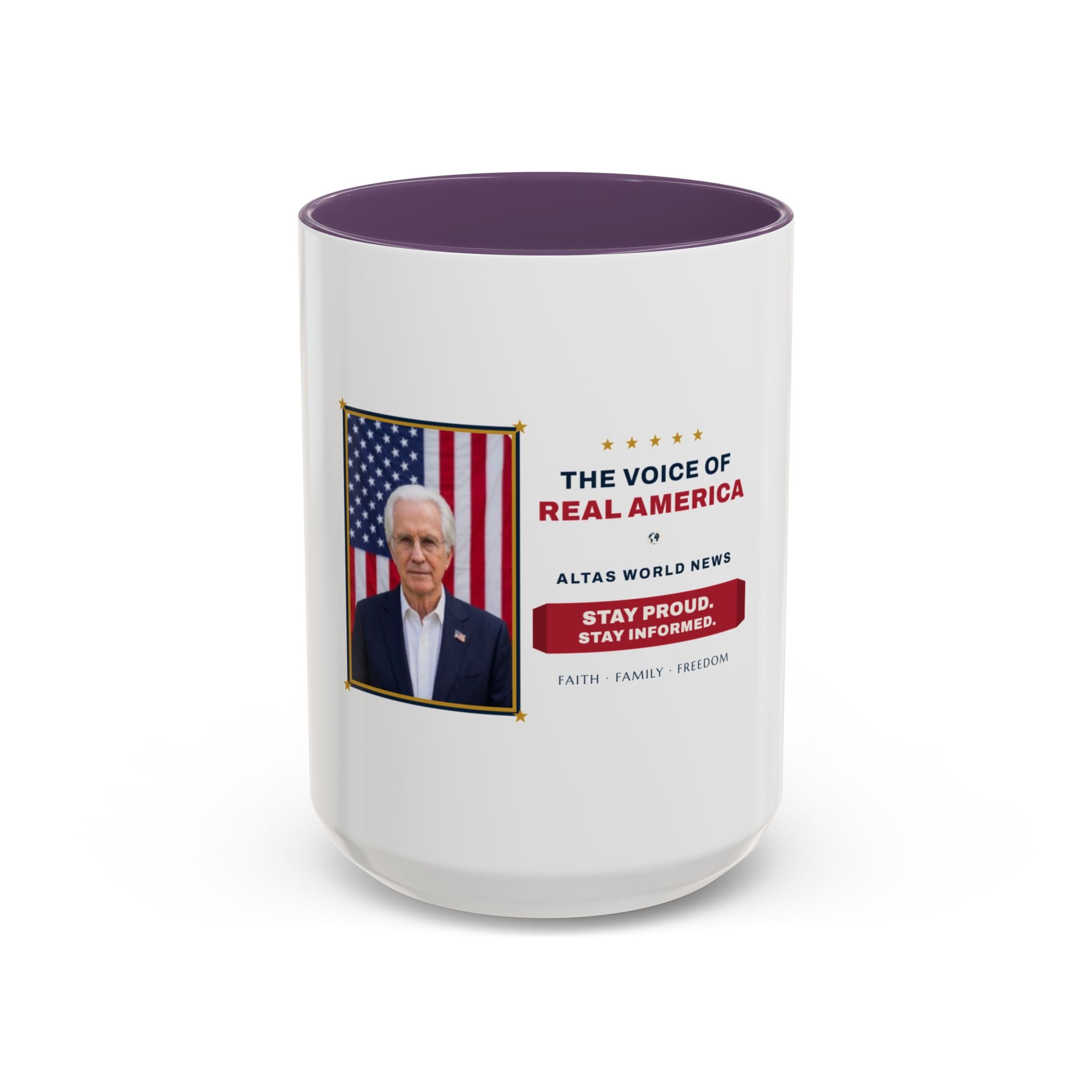 The Voice of Real America Accent Mug — Faith · Family · Freedom | Altas World News