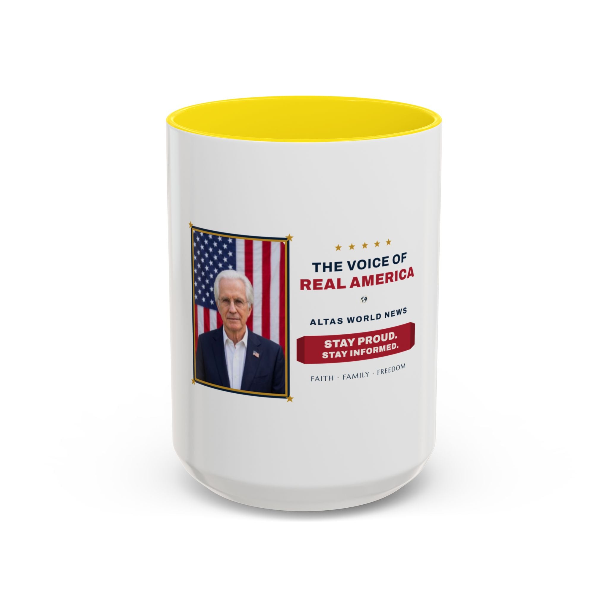 The Voice of Real America Accent Mug — Faith · Family · Freedom | Altas World News