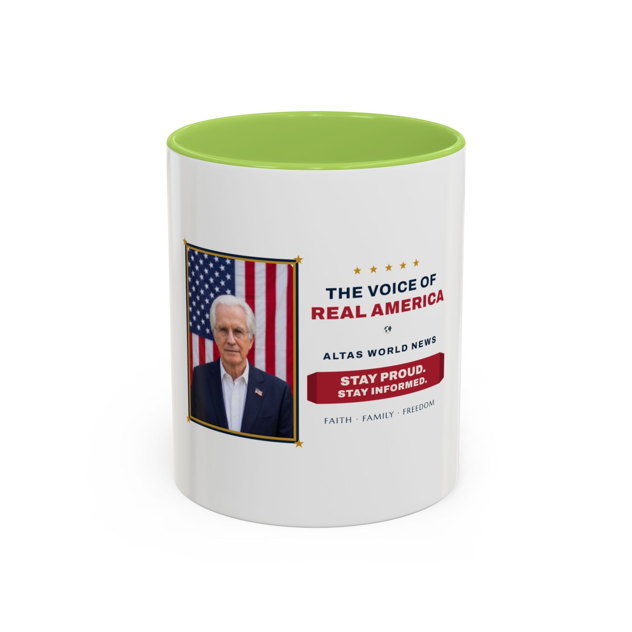 The Voice of Real America Accent Mug — Faith · Family · Freedom | Altas World News