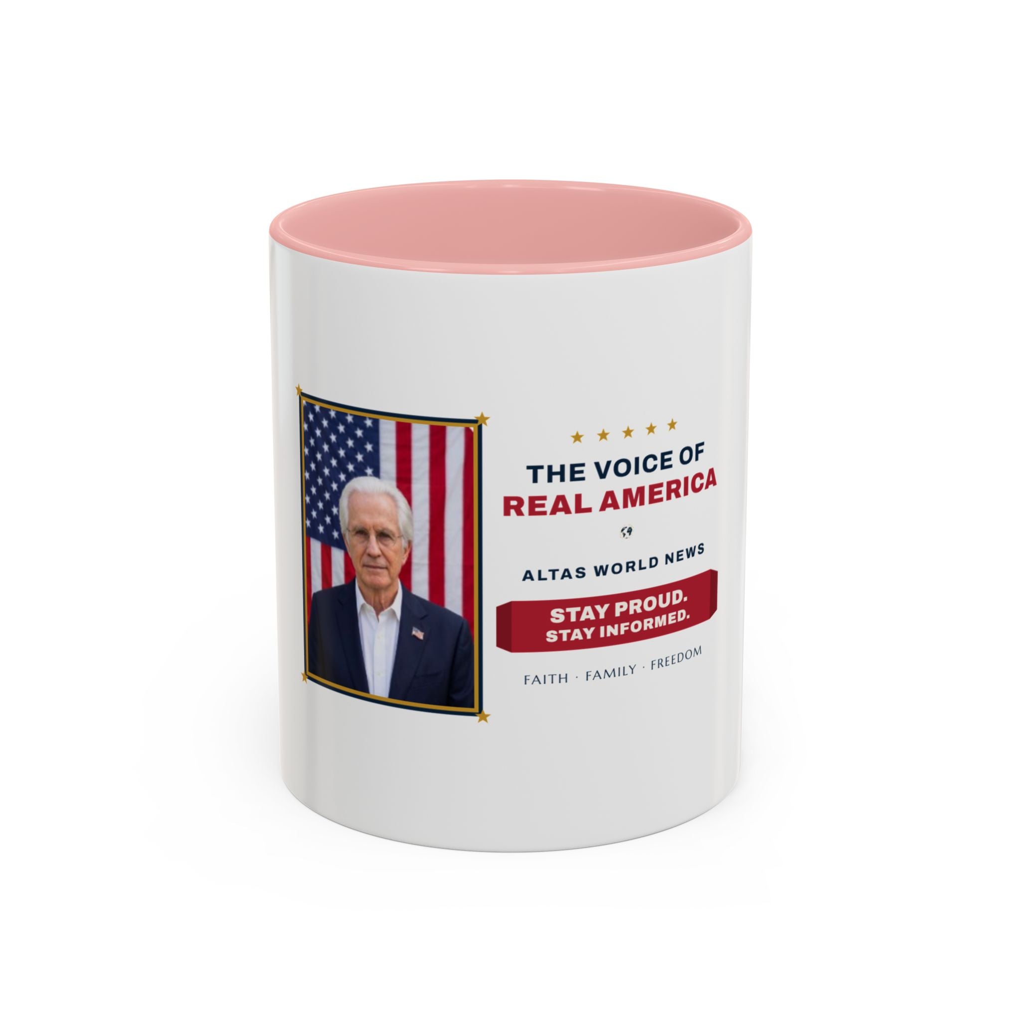 The Voice of Real America Accent Mug — Faith · Family · Freedom | Altas World News
