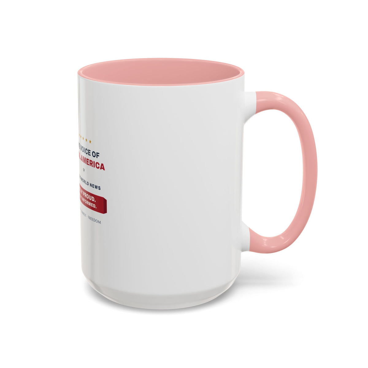 Altas World News "The Voice of Real America" Accent Coffee Mug — Patriotic Conservative Gift Mug for Men, 11oz / 15oz, Stay Proud Stay Informed