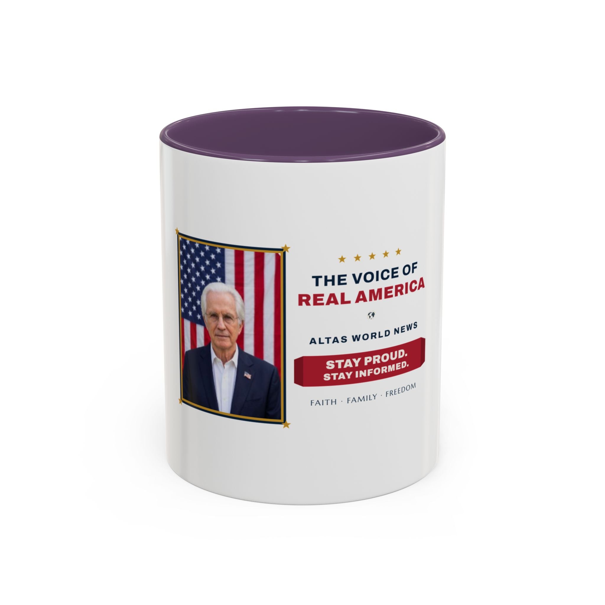 The Voice of Real America Accent Mug — Faith · Family · Freedom | Altas World News