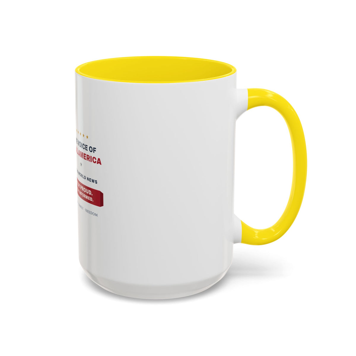 Altas World News "The Voice of Real America" Accent Coffee Mug — Patriotic Conservative Gift Mug for Men, 11oz / 15oz, Stay Proud Stay Informed