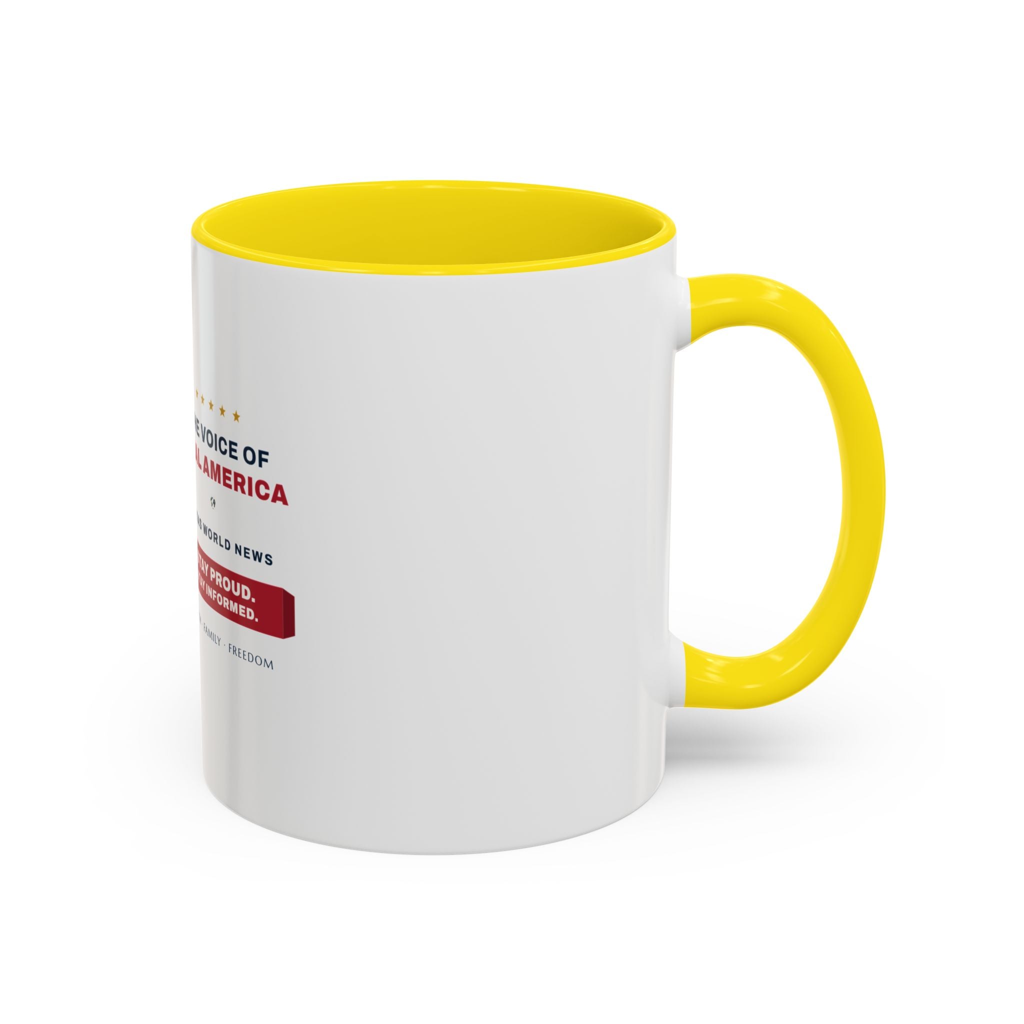 Altas World News "The Voice of Real America" Accent Coffee Mug — Patriotic Conservative Gift Mug for Men, 11oz / 15oz, Stay Proud Stay Informed