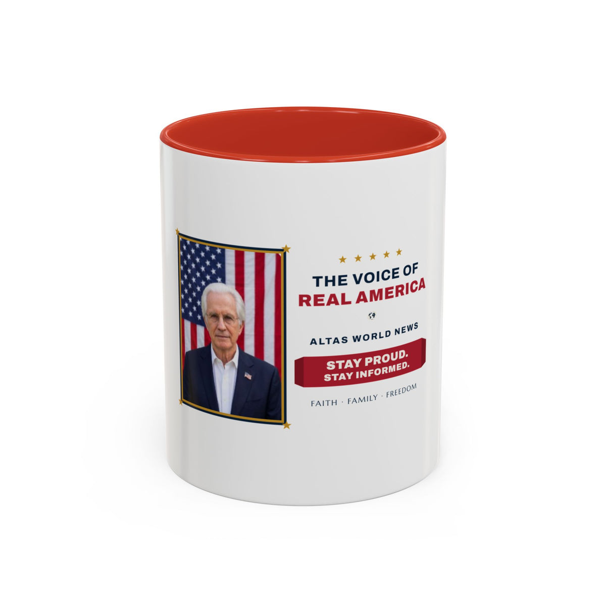 The Voice of Real America Accent Mug — Faith · Family · Freedom | Altas World News