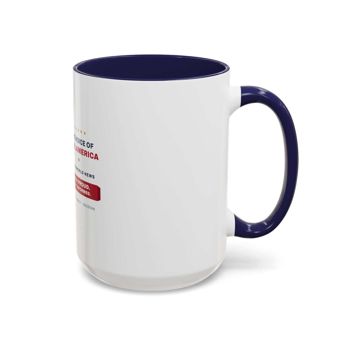 Altas World News "The Voice of Real America" Accent Coffee Mug — Patriotic Conservative Gift Mug for Men, 11oz / 15oz, Stay Proud Stay Informed