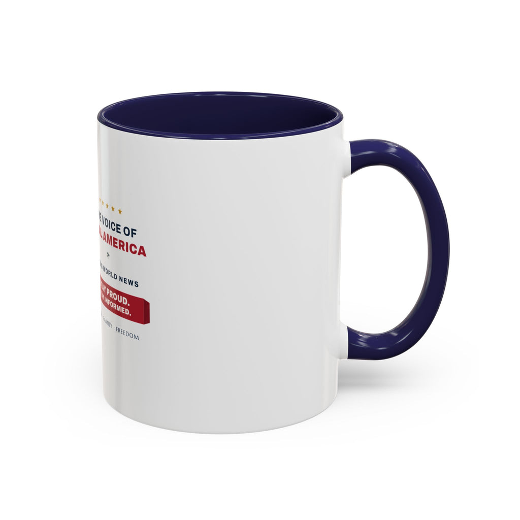 Altas World News "The Voice of Real America" Accent Coffee Mug — Patriotic Conservative Gift Mug for Men, 11oz / 15oz, Stay Proud Stay Informed