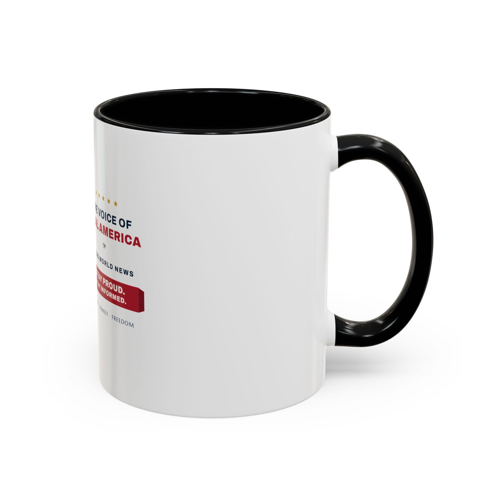 Altas World News "The Voice of Real America" Accent Coffee Mug — Patriotic Conservative Gift Mug for Men, 11oz / 15oz, Stay Proud Stay Informed
