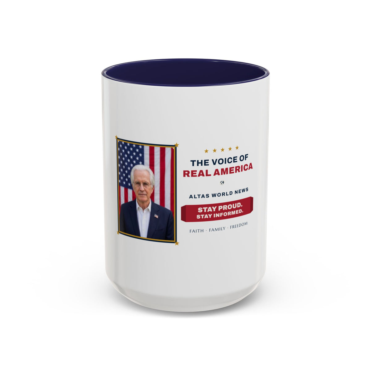The Voice of Real America Accent Mug — Faith · Family · Freedom | Altas World News